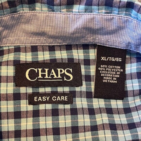 Chaps Men's Button Down Shirt Checked Short Sleeve Preppy Academia Grandpa XL - Picture 4 of 5